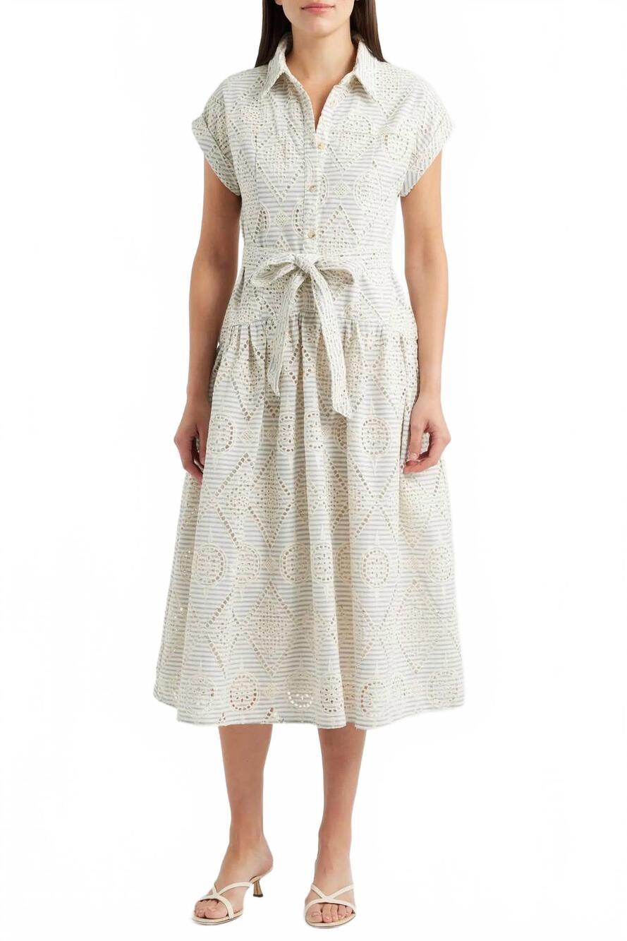 NEW ZOE AND CLAIRE zenith eyelette dress in white